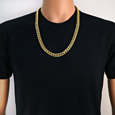 10k Yellow Semi-Solid Gold Cuban Link Chain 11 mm